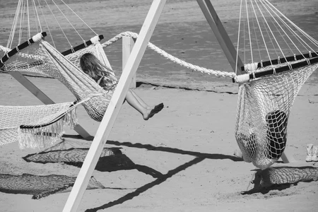 Relaxing on Beach Hammocks