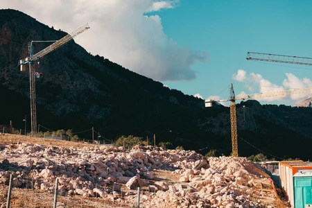 Construction Site by the Mountain