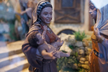 Sculpted Scene of Mother and Child