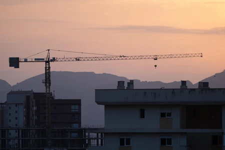 Sunset Over Urban Construction