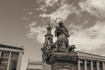 Historic Statue and Skyline