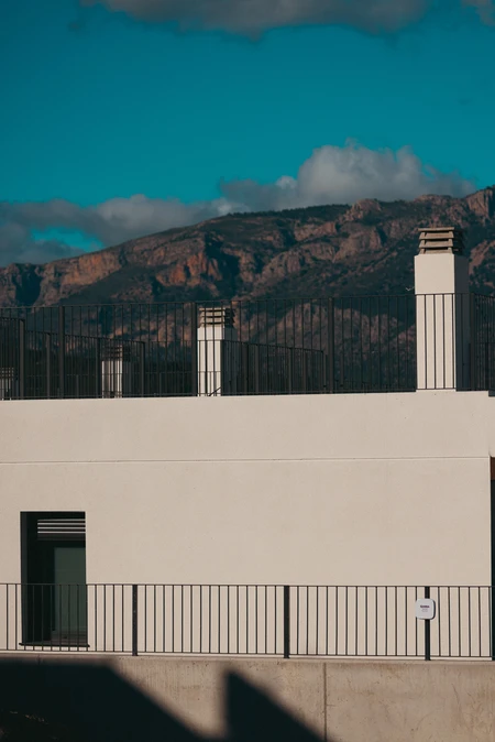 Modern Building with Mountain View