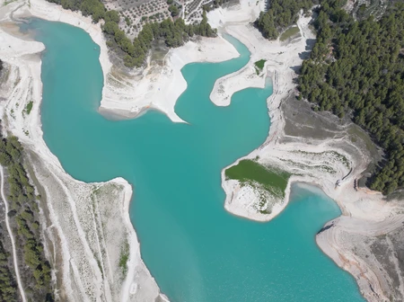 Serene Aerial View of a Turquoise Lake