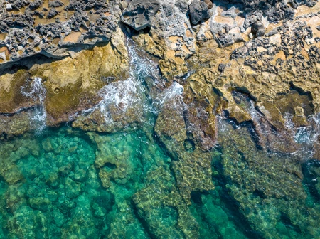 Rocky Coastline Aerial View