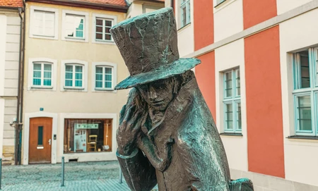 Statue on a Quaint Street