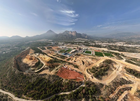Mountainous Landscape and Construction Site
