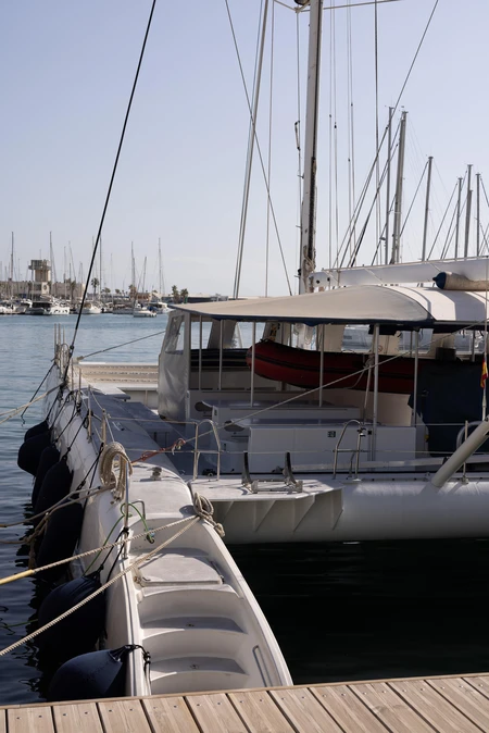 Docked Catamaran in the Marina