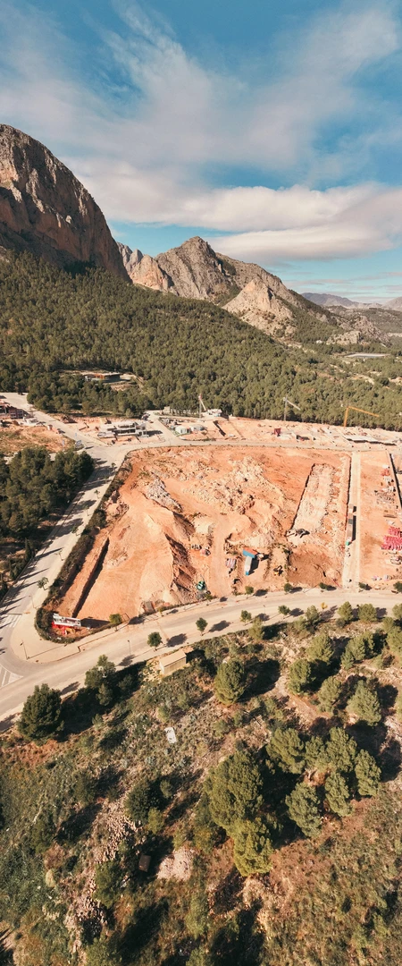 Expansive Mountain Construction Site