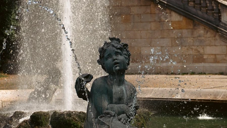 Bronze Statue at Fountain