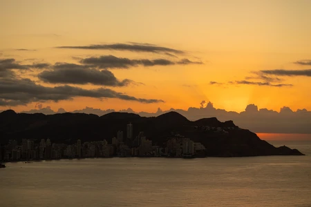 Sunset over Coastal Cityscape