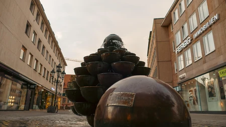Urban Fountain at Dusk