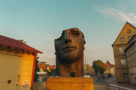 European City Sculpture at Sunset