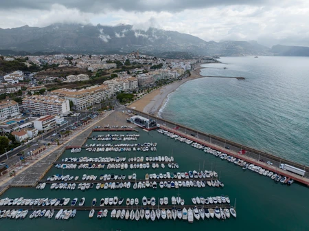 Aerial View of a Coastal Marina