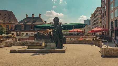 Urban Square with Fountain