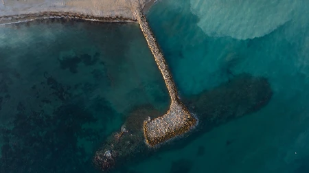 Coastal Breakwater Aerial View