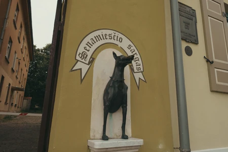 Statue of a Dog in Residential Area