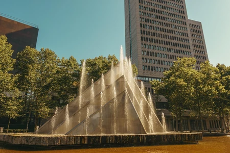 Modern Fountain in Urban Setting
