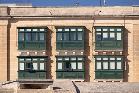 Traditional Green-Windowed Building
