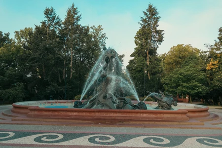Serene Fountain in a Lush Park