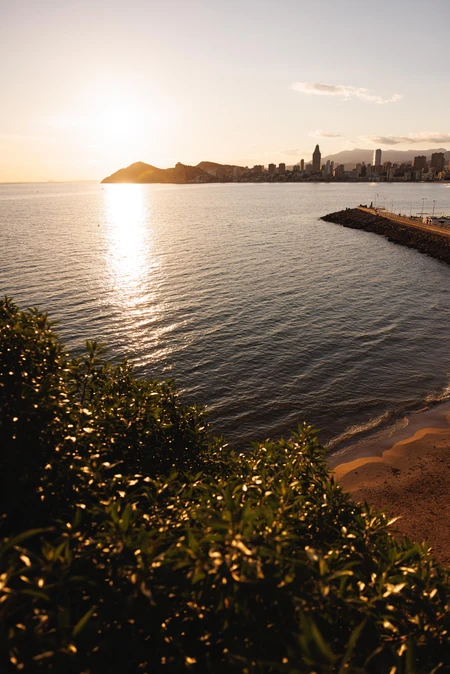 Sunset Over Coastal City
