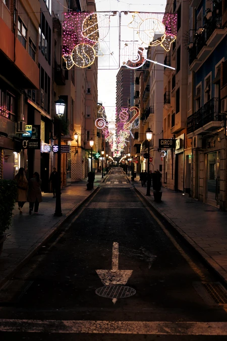 Festive Street Lights at Dusk