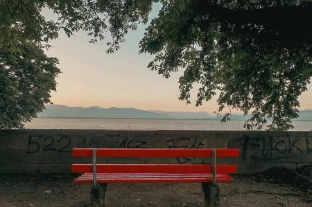 Lakeside Bench at Dusk