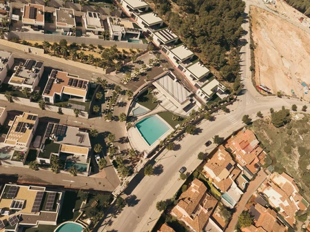 Aerial View of Urban Neighborhood