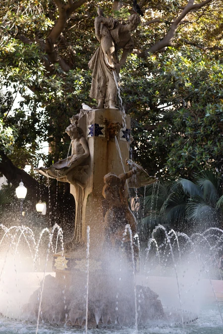 Statued Fountain in a Park