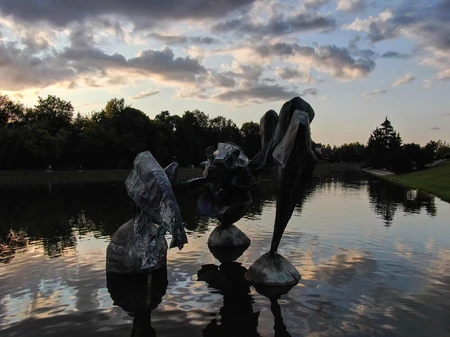 Sculptures at Sunset Reflection