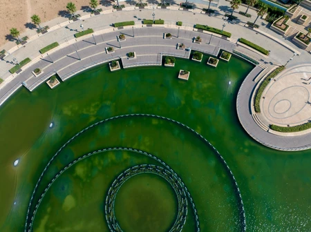 Aerial View of Circular Park Pathway