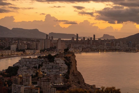 Sunset Over Coastal Cityscape