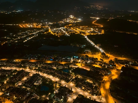 Aerial Night View of a City
