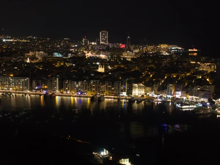 Illuminated Cityscape at Night