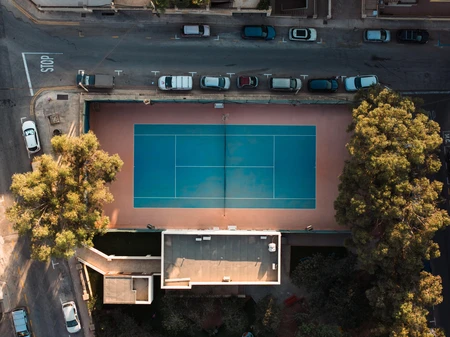 Urban Tennis Court Aerial View