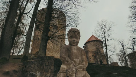 Medieval Castle and Statue