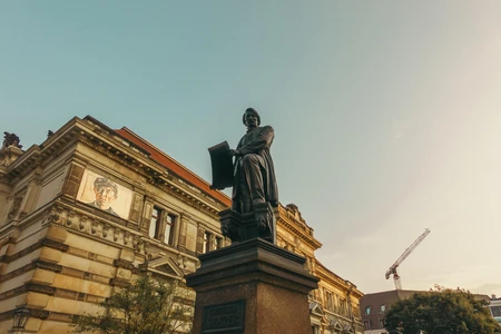 Historic Cityscape with Statue