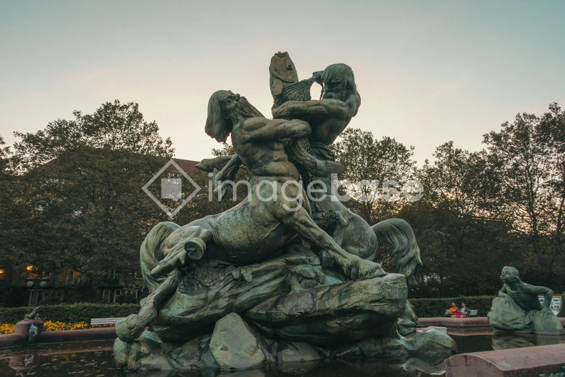 Statue in Park at Dusk