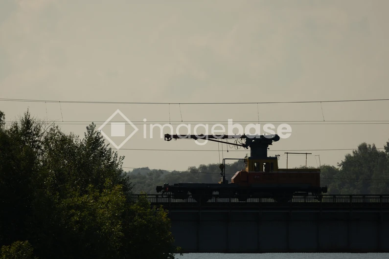 Train on Bridge Silhouette