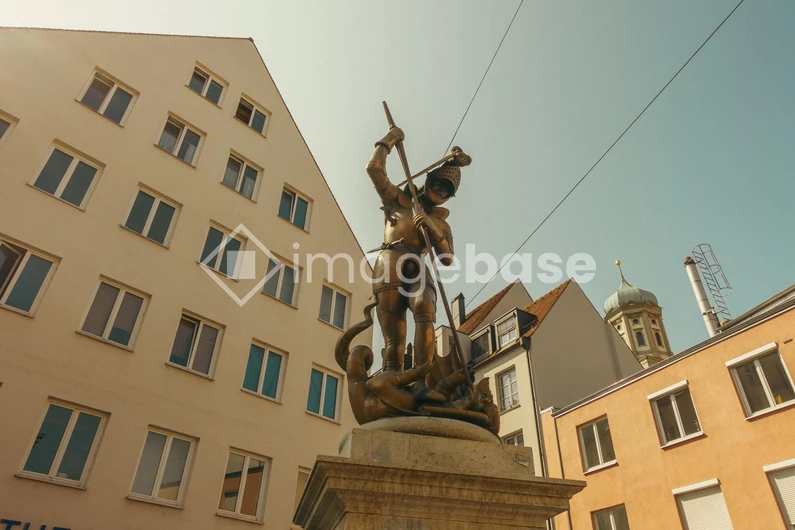 Urban Statue in a Square