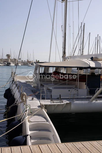 Docked Catamaran in the Marina