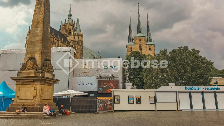 Historic Architecture with Festival Setup