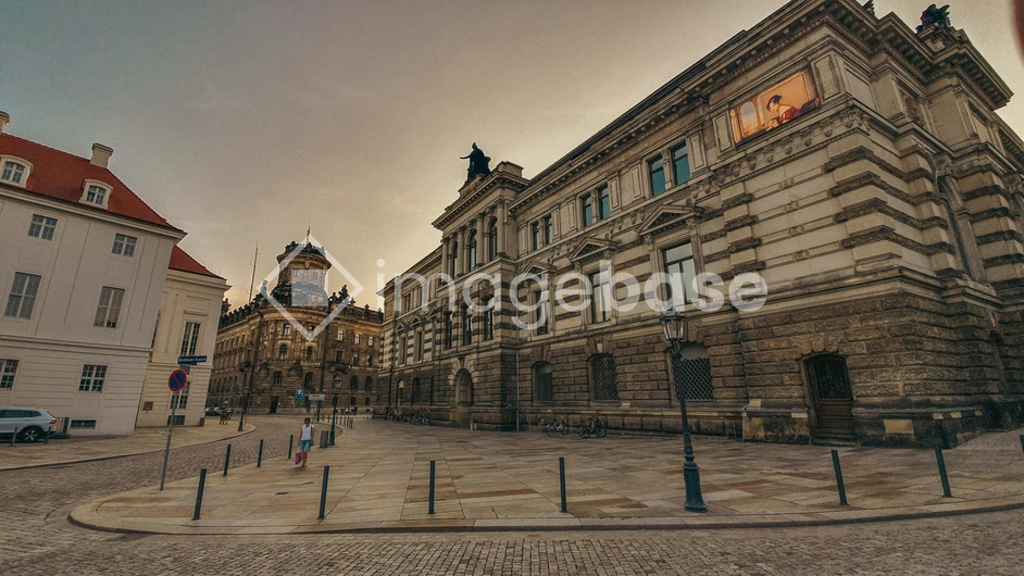 Historic European Architecture at Sunset