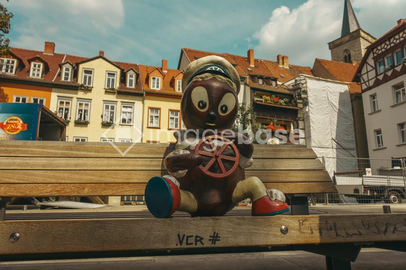 Playful Statue in Quaint Town