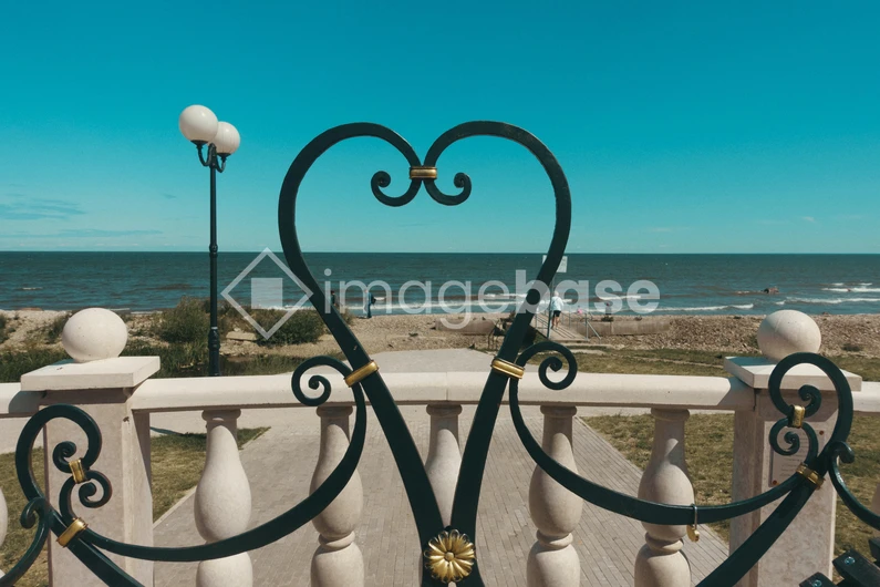 Seaside View Through a Decorative Gate
