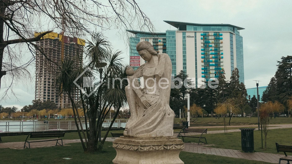 Urban Sculpture with Modern Buildings
