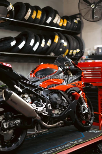 Sleek Motorcycle in Workshop