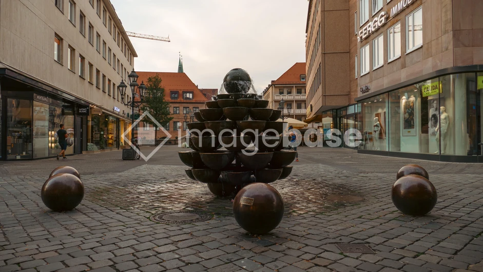Modern Fountain in Urban Setting