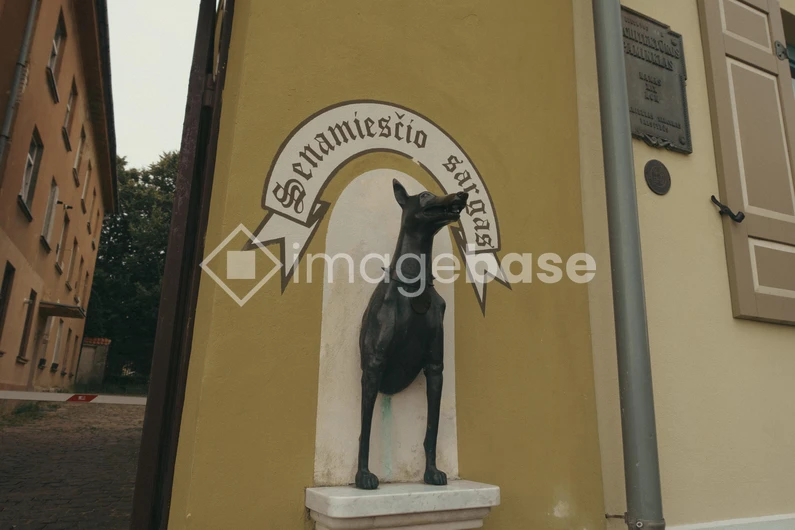 Statue of a Dog in Residential Area
