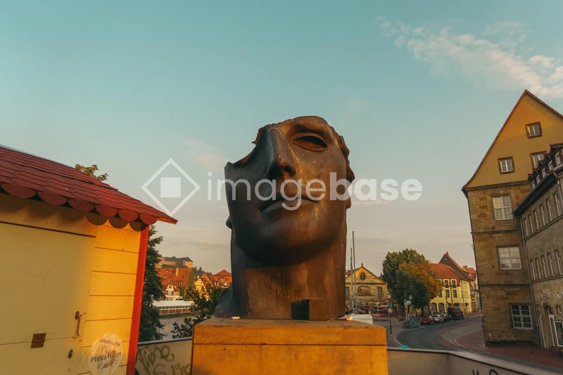 European City Sculpture at Sunset
