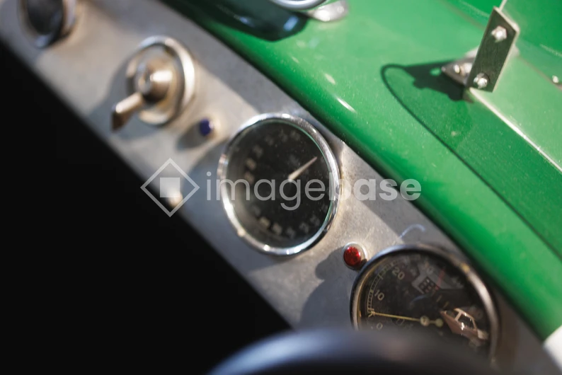 Close-Up of Vintage Car Dashboard